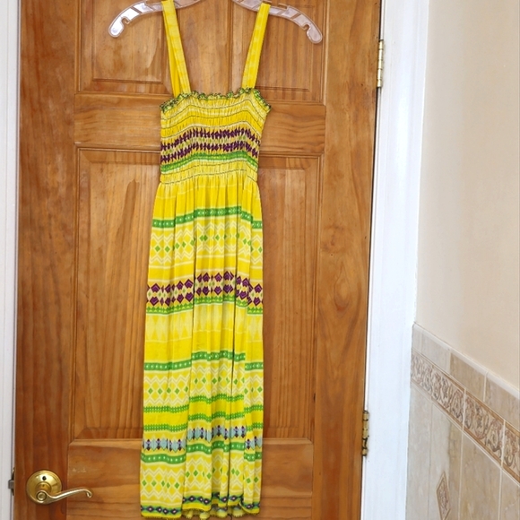 NWT Romantic Sini Women's Yellow Pattern Sleeveless Stretchy Tube Sundress - Picture 2 of 9